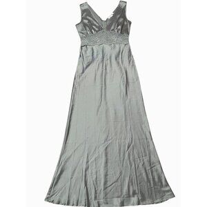 Morriday The Label Womens Satin Lace Midi Dress Sage Green Small Sleeveless